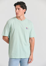Tricou cu croială lejeră și imprimeu grafic - Mentă