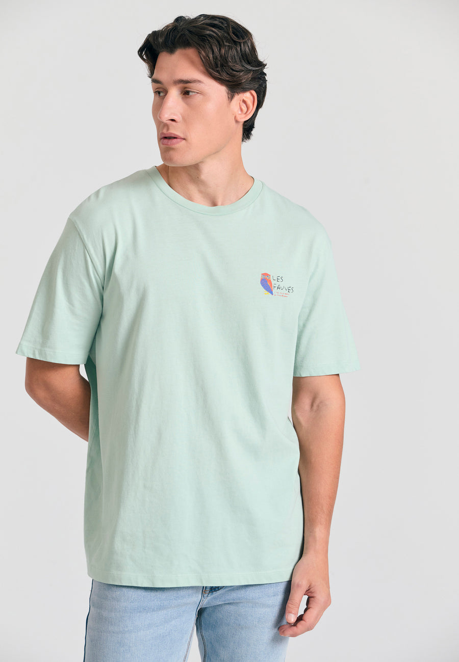 Tricou cu croială lejeră și imprimeu grafic - Mentă