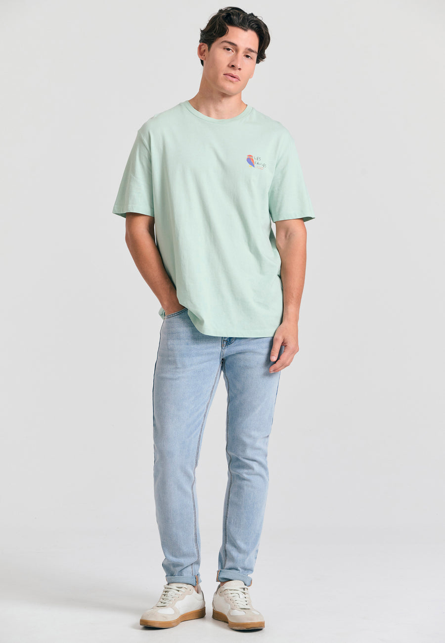 Tricou cu croială lejeră și imprimeu grafic - Mentă