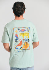 Tricou cu croială lejeră și imprimeu grafic - Mentă