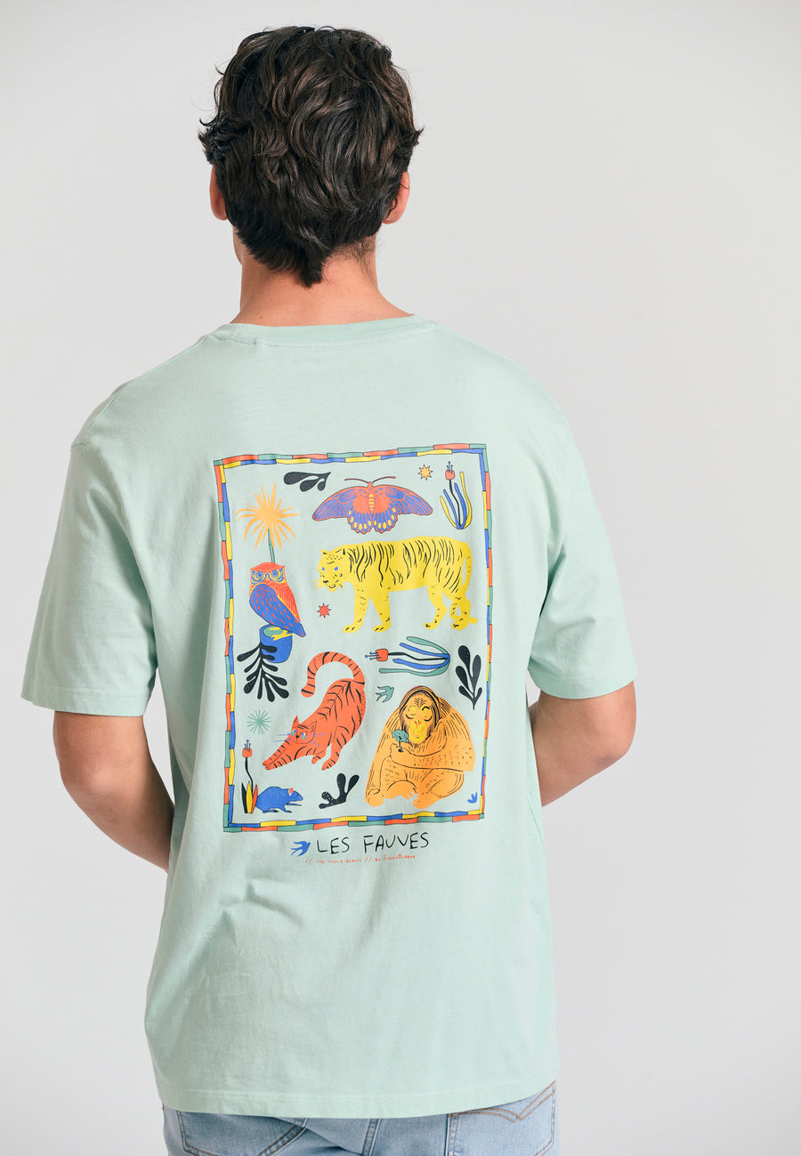 Tricou cu croială lejeră și imprimeu grafic - Mentă