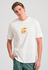 Tricou cu croială lejeră și imprimeu retro pe spate - Alb-gălbui
