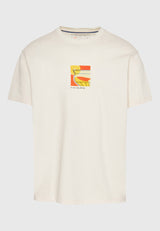 Tricou cu croială lejeră și imprimeu retro pe spate - Alb-gălbui
