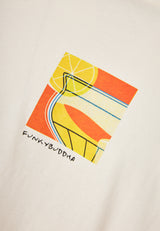 Tricou cu croială lejeră și imprimeu retro pe spate - Alb-gălbui