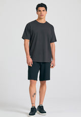 Relaxed fit joggers shorts in pique fabric - Black