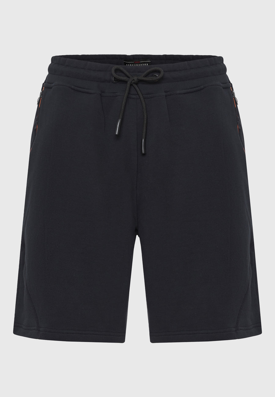 Relaxed fit joggers shorts in pique fabric - Black