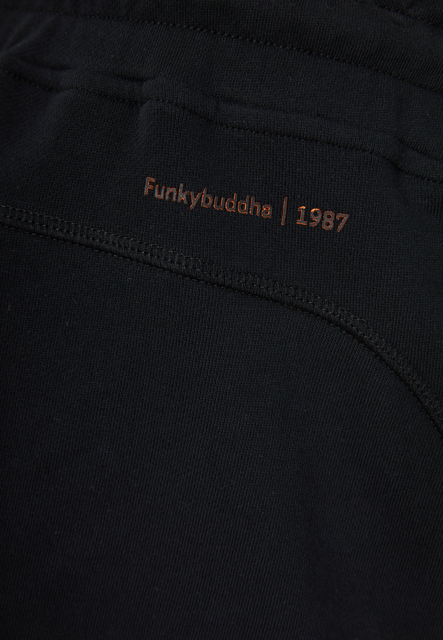 Relaxed fit joggers shorts in pique fabric - Black