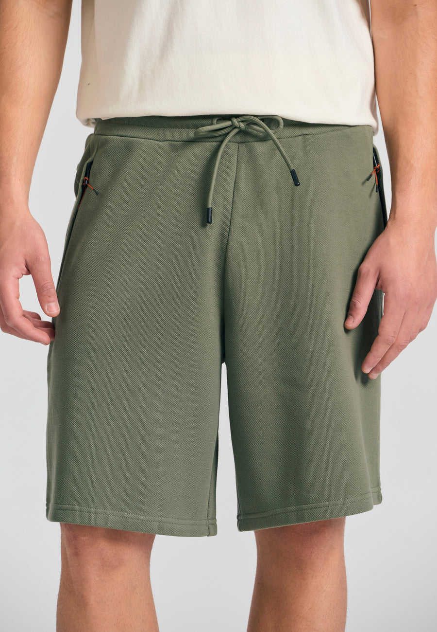 Pantaloni scurți joggers lejeri din material pique - Kaki