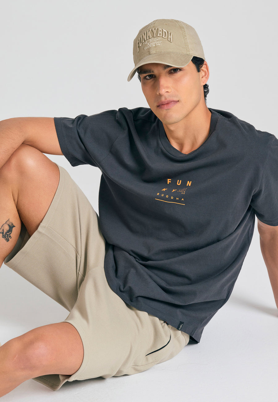 Pantaloni scurți joggers cu croială lejeră din material pique - Stone