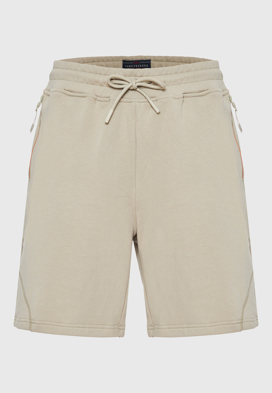 Pantaloni scurți joggers cu croială lejeră din material pique - Stone