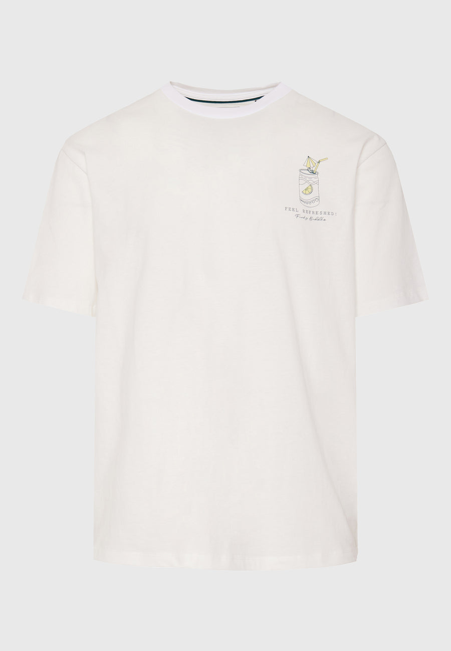 Tricou lejer cu imprimeu artistic pe spate - Alb-gălbui