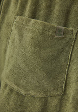 Pantaloni scurți jogger slim fit, croială conică, din material terry - Verde vânătoresc