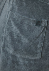 Pantaloni scurți jogger slim fit, croială conică, din material terry - Gri oțel