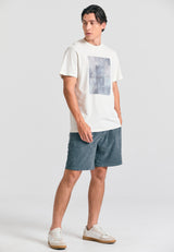 Pantaloni scurți jogger slim fit, croială conică, din material terry - Gri oțel