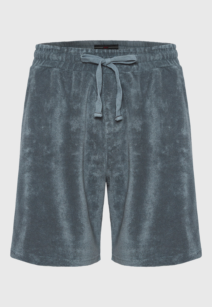 Pantaloni scurți jogger slim fit, croială conică, din material terry - Gri oțel