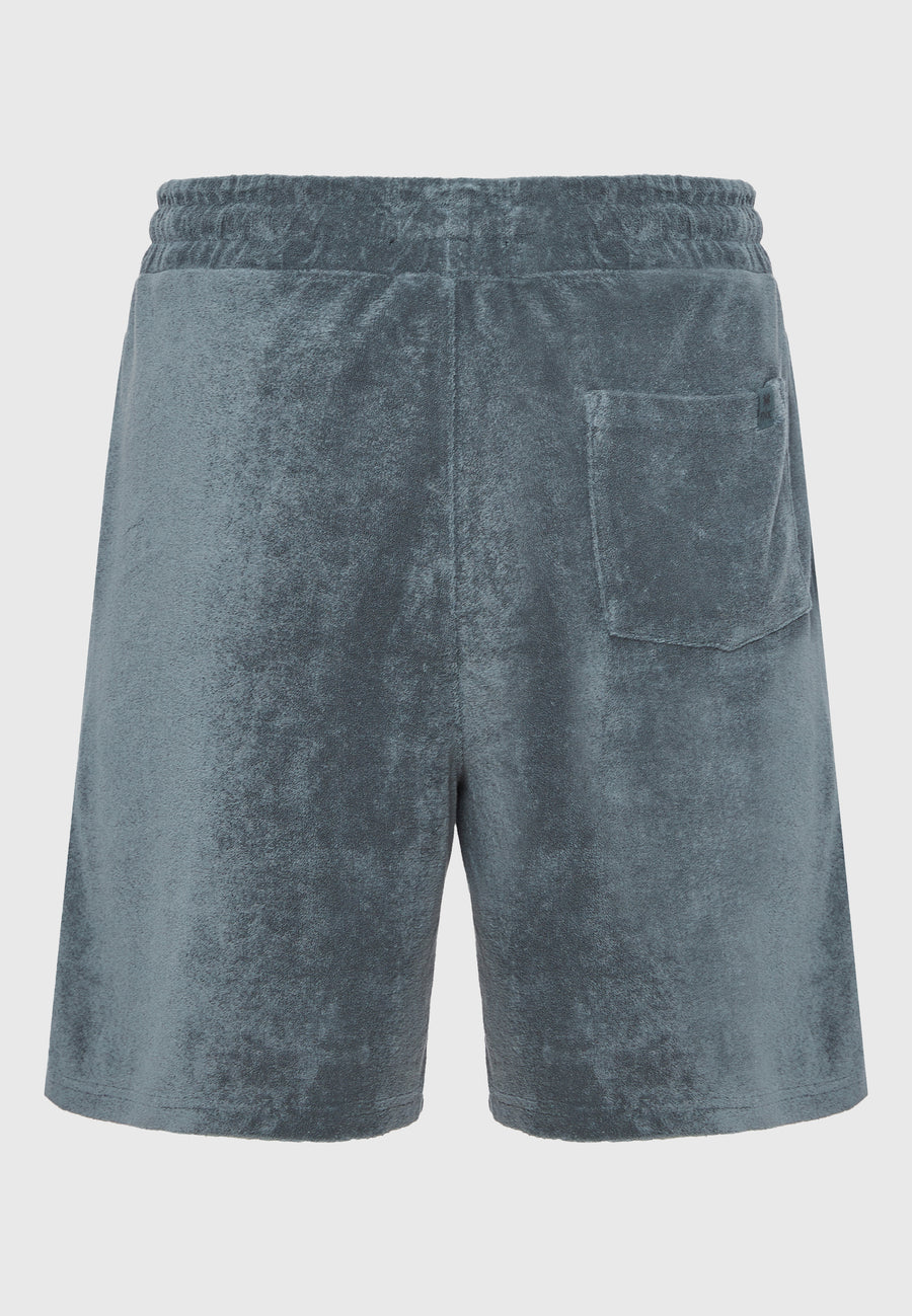 Pantaloni scurți jogger slim fit, croială conică, din material terry - Gri oțel