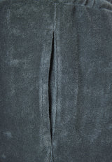 Pantaloni scurți jogger slim fit, croială conică, din material terry - Gri oțel