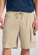 Loose tapered fit men's cargo joggers - Stone