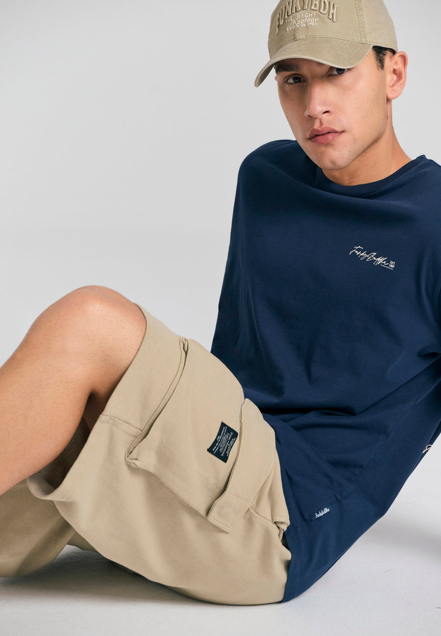 Loose tapered fit men's cargo joggers - Stone