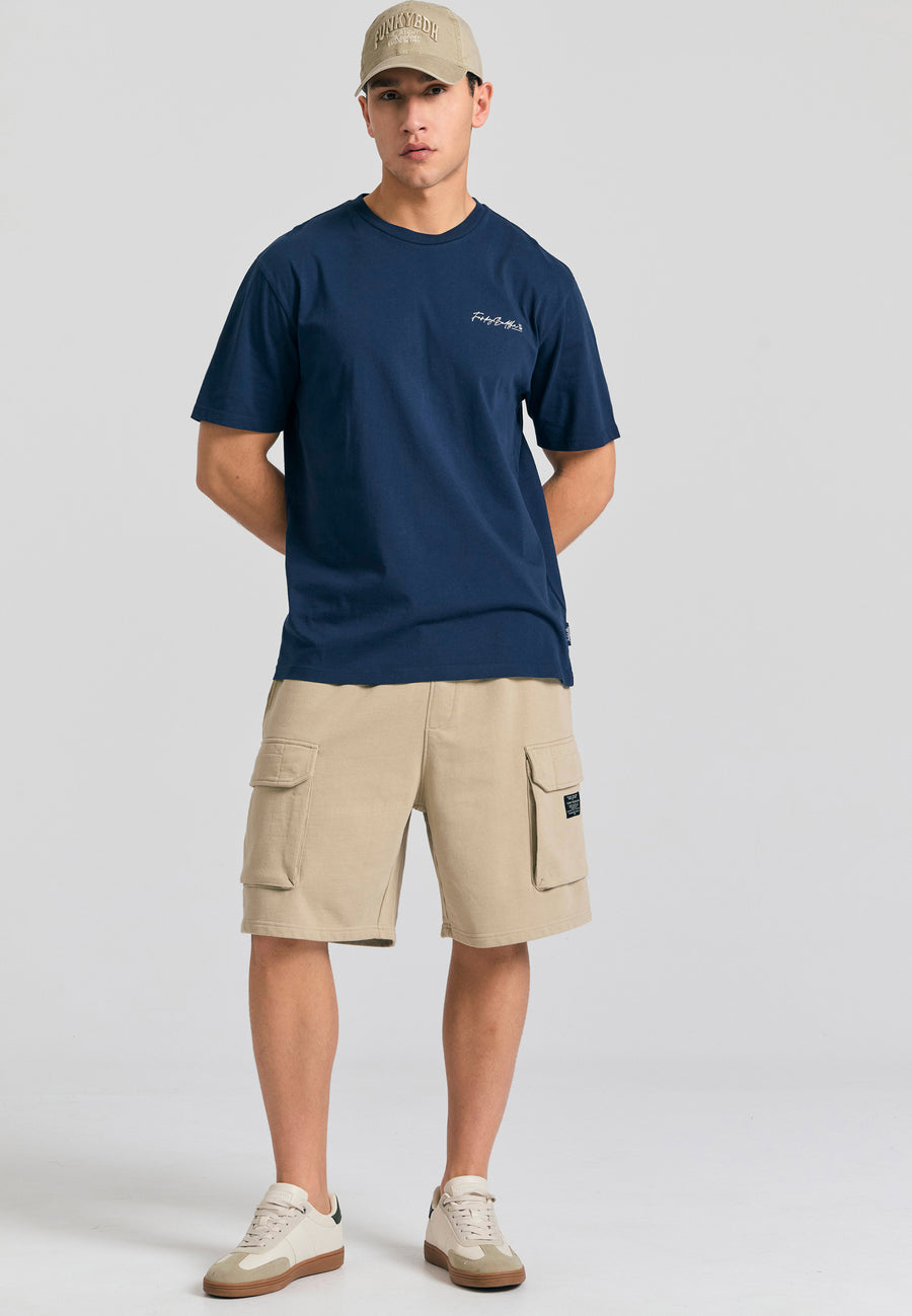 Loose tapered fit men's cargo joggers - Stone