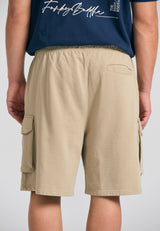 Loose tapered fit men's cargo joggers - Stone