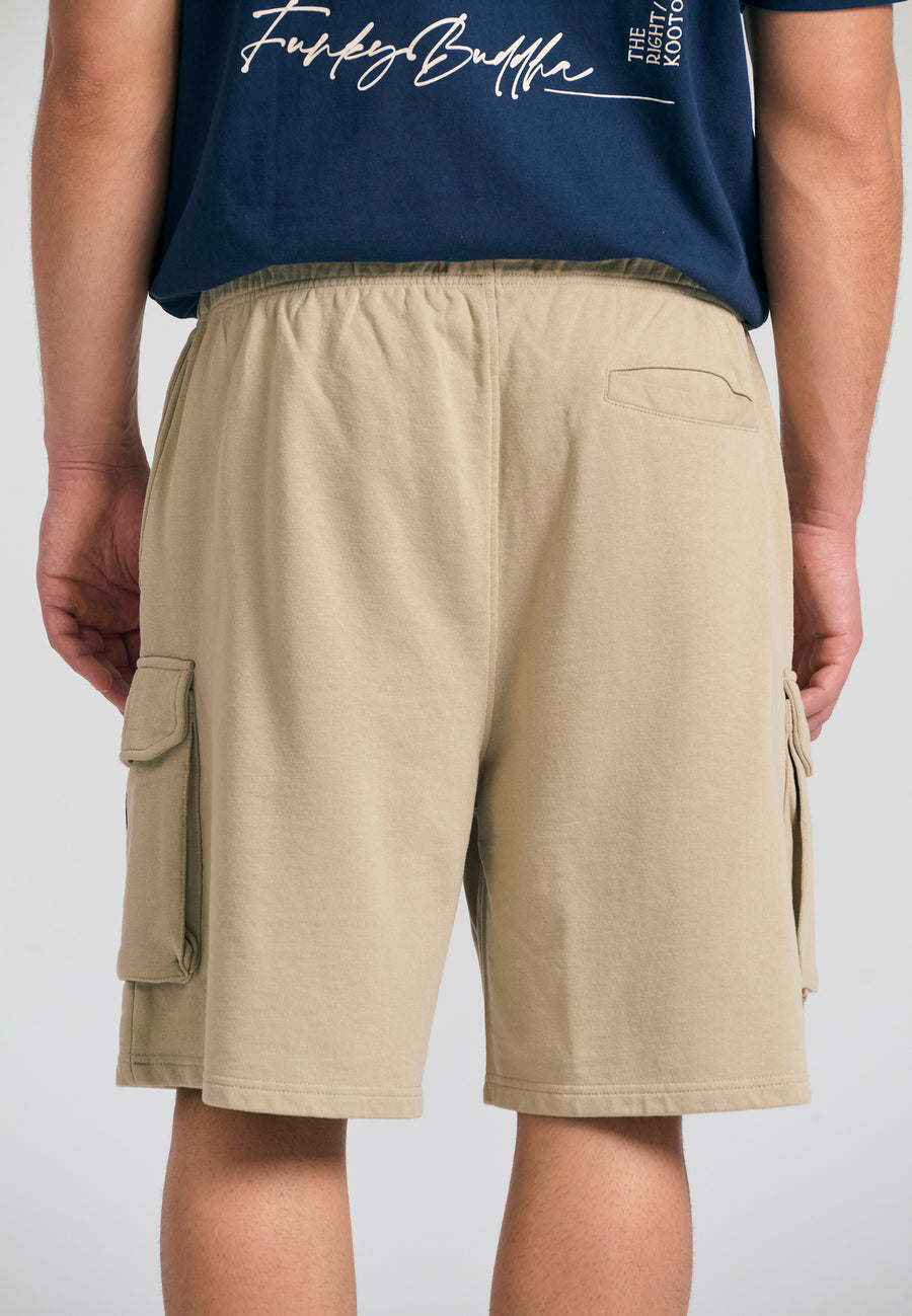 Loose tapered fit men's cargo joggers - Stone