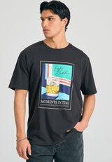 Tricou cu croială lejeră și imprimeu fotografic - Antracit
