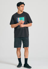 Tricou cu croială lejeră și imprimeu fotografic - Antracit