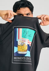 Tricou cu croială lejeră și imprimeu fotografic - Antracit