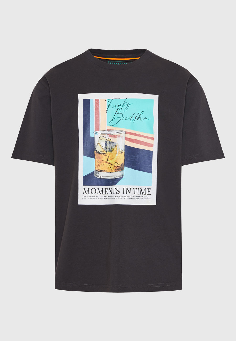 Relaxed fit t-shirt with photographic print - Anthracite