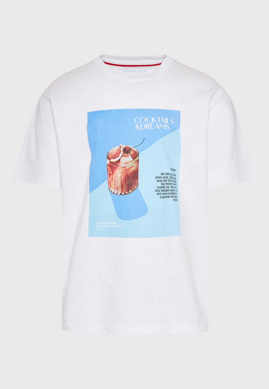 Tricou cu croială lejeră și imprimeu fotografic - Alb