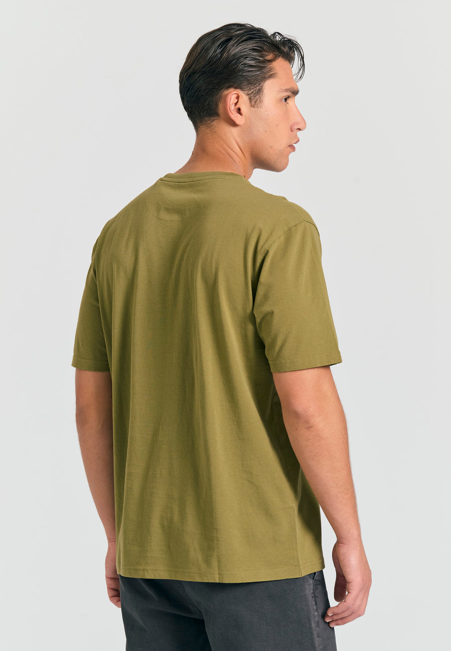 Tricou cu croială lejeră și imprimeu fotografic - Olive