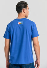 Tricou bărbătesc cu imprimeu fotografic - Indigo electric