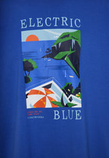 Tricou bărbătesc cu imprimeu fotografic - Indigo electric