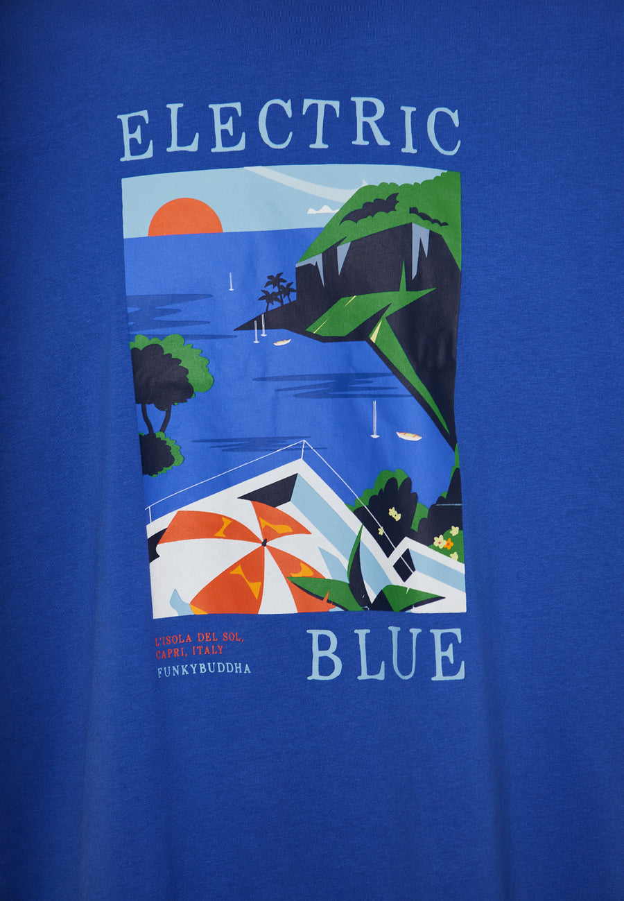 Tricou bărbătesc cu imprimeu fotografic - Indigo electric