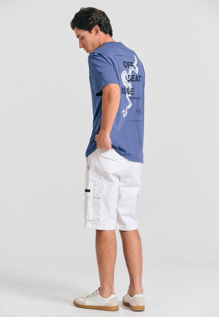 Tricou cu croială lejeră și imprimeu grafic cu rame - Indigo