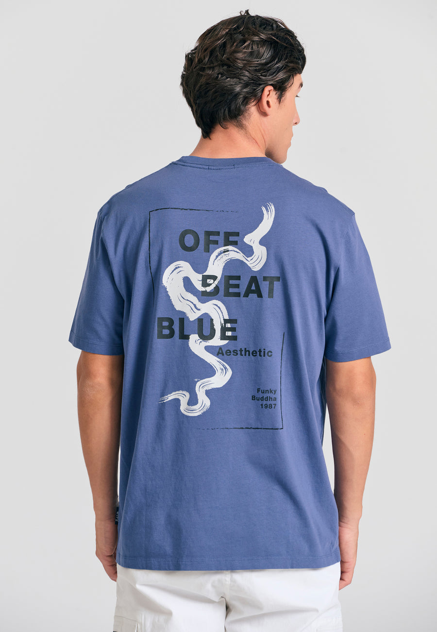 Tricou cu croială lejeră și imprimeu grafic cu rame - Indigo