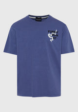 Tricou cu croială lejeră și imprimeu grafic cu rame - Indigo