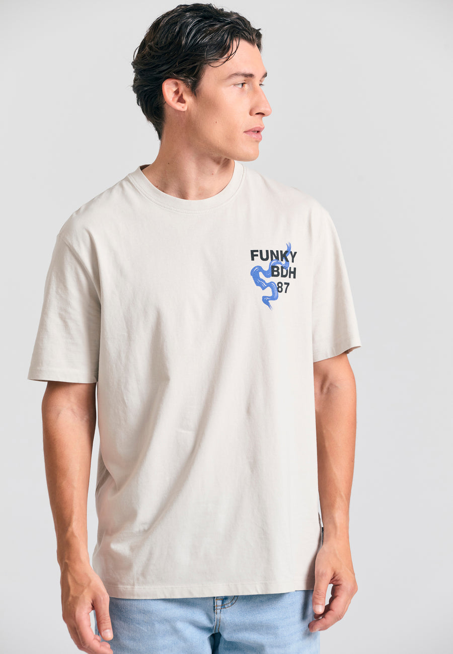 Tricou cu croială lejeră și imprimeu grafic cu rame - Mist