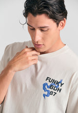 Tricou cu croială lejeră și imprimeu grafic cu rame - Mist