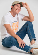 Blugi slim fit cu detalii cu mustăți - Albastru Md