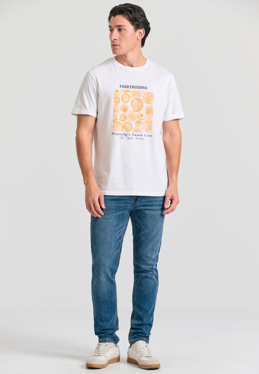 Blugi slim fit cu detalii cu mustăți - Albastru Md