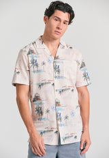 Relaxed fit shirt with exotic print - Chalk