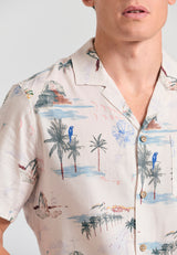 Relaxed fit shirt with exotic print - Chalk