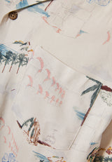 Relaxed fit shirt with exotic print - Chalk