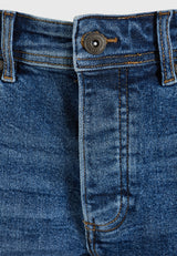 Pantaloni scurți din denim pentru bărbați cu efecte spălate - Albastru închis
