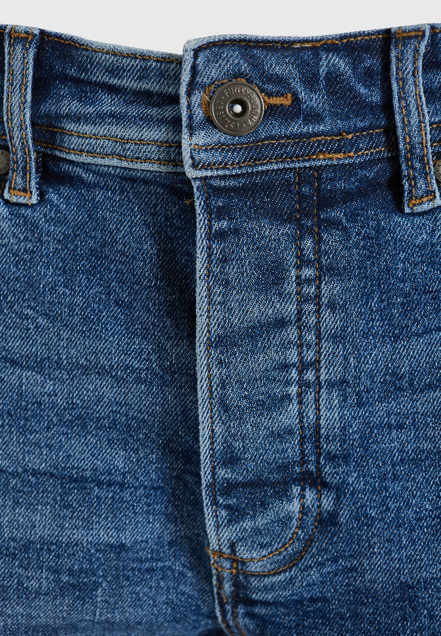 Pantaloni scurți din denim pentru bărbați cu efecte spălate - Albastru închis