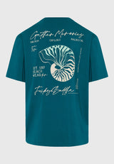 Relaxed fit t-shirt with graphic print on the back - Peacock