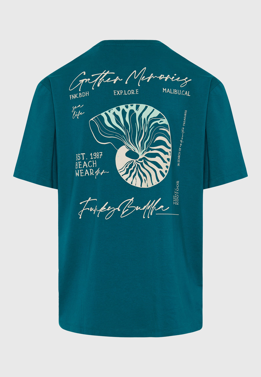Relaxed fit t-shirt with graphic print on the back - Peacock