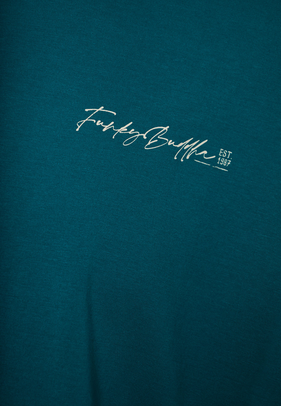 Relaxed fit t-shirt with graphic print on the back - Peacock